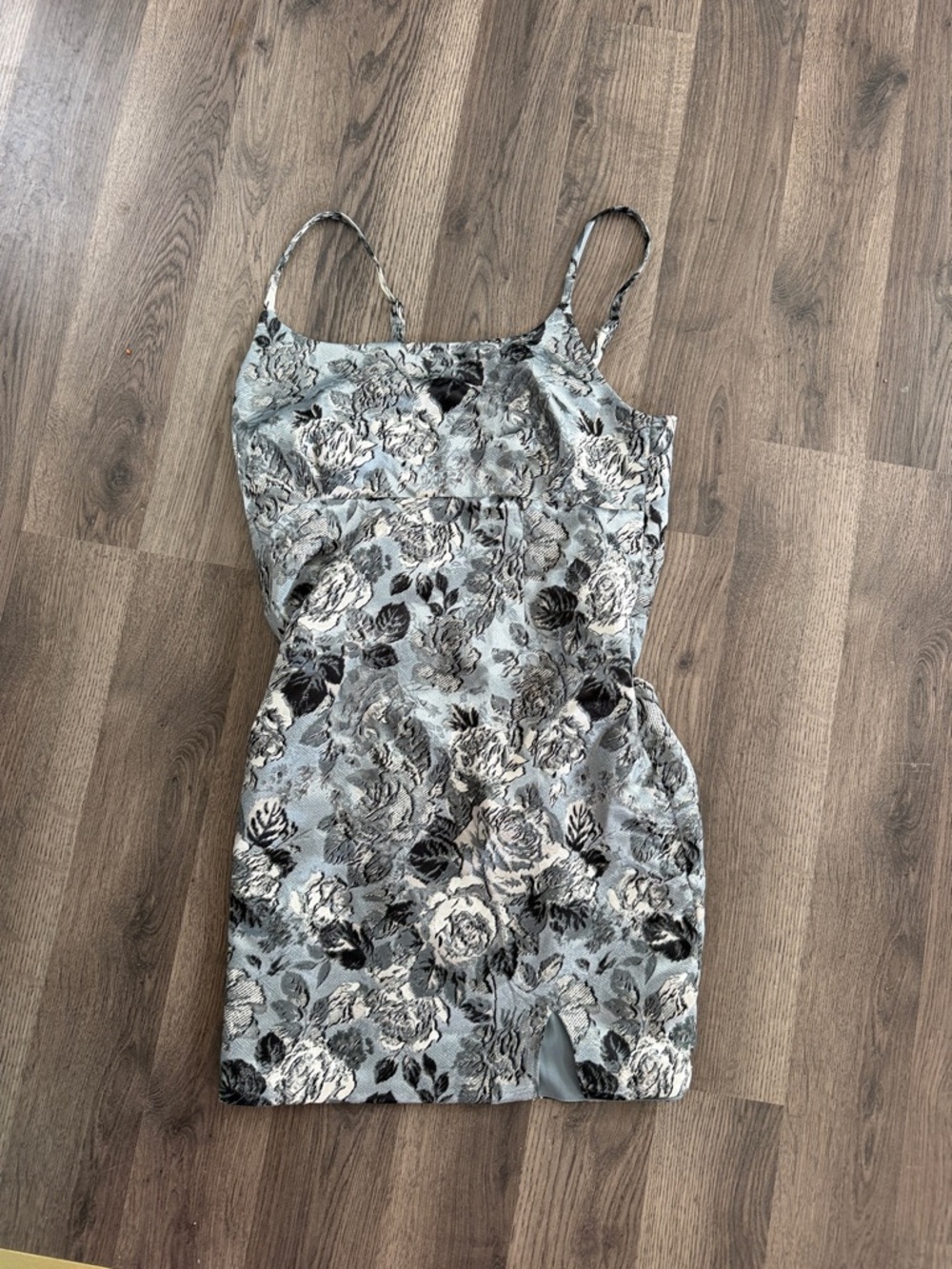 wild fable Floral Jacquard Mini Dress in Gray and Black